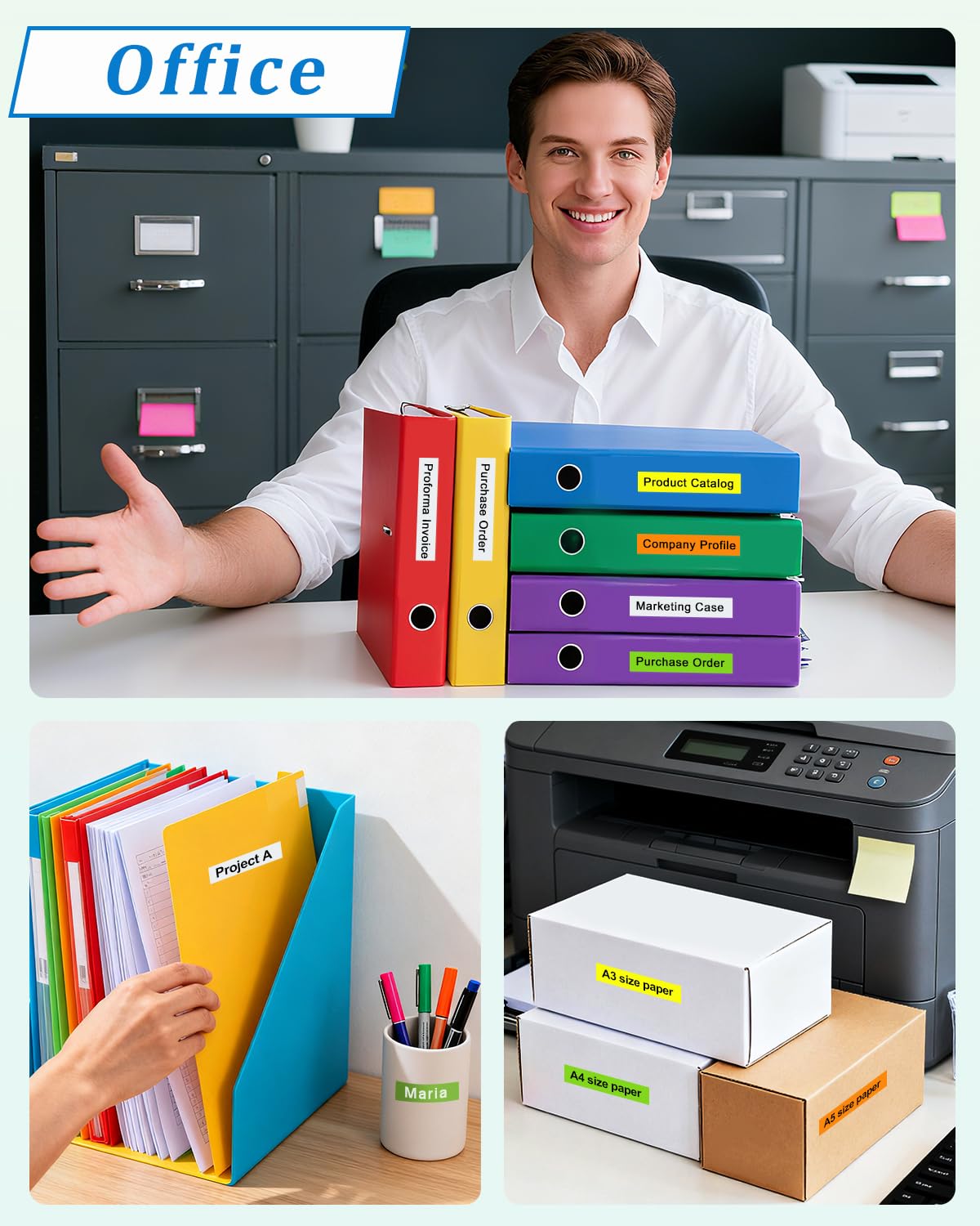 Compatible with Brother P Touch Label Maker Tape Refill Multi Color 12mm 0.47" Standard Laminated White and Fluorescence PTouch Tape TZe 231 B31 C31 D31 for PT-D220 D210 H110 D200 Label Maker Refills