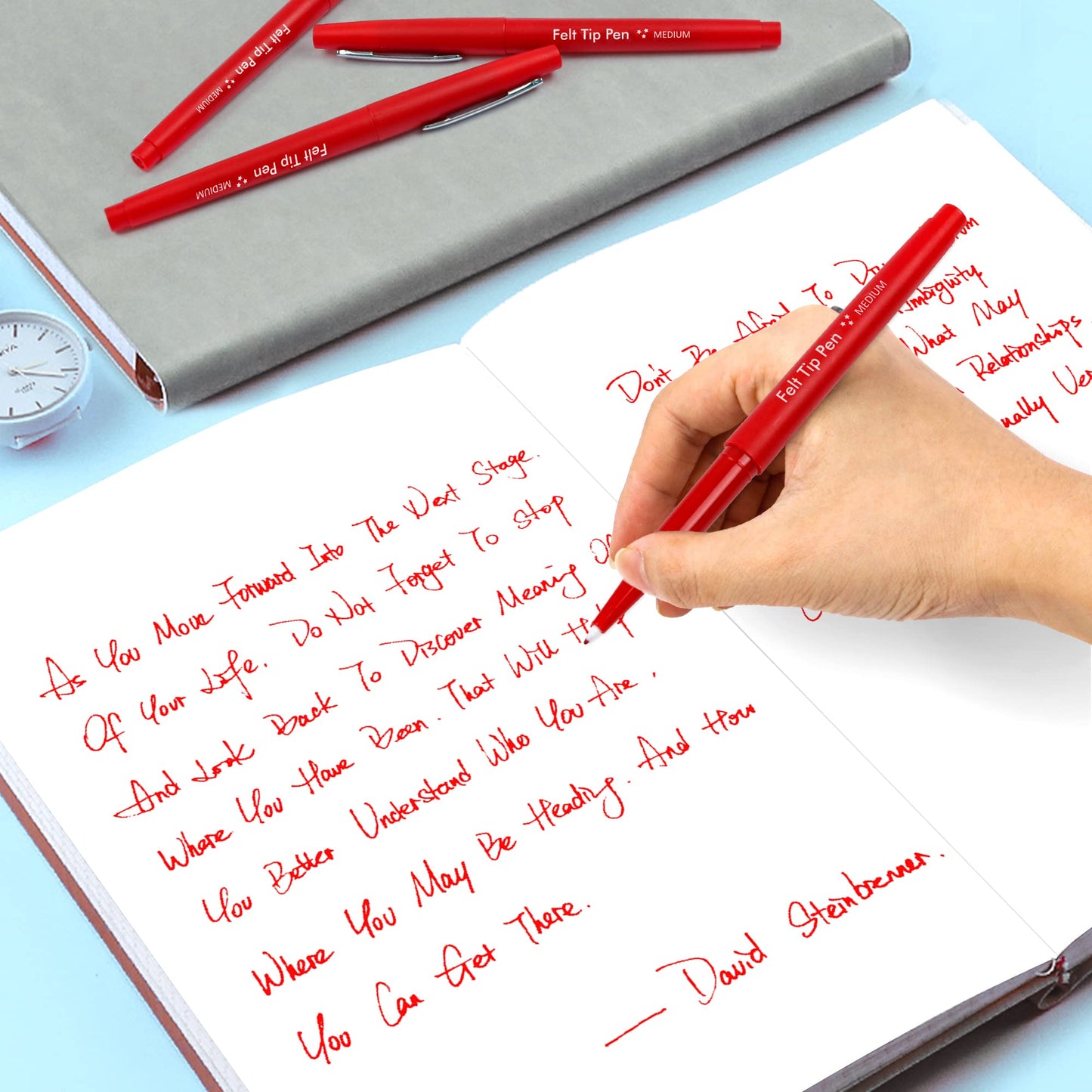 Lelix Felt Tip Pens, 40 Red Pack, 0.7mm Medium Point, Felt Tip Markers Pens for Journaling, Writing, Note Taking, Planner, Perfect for School Office and Art Supplies