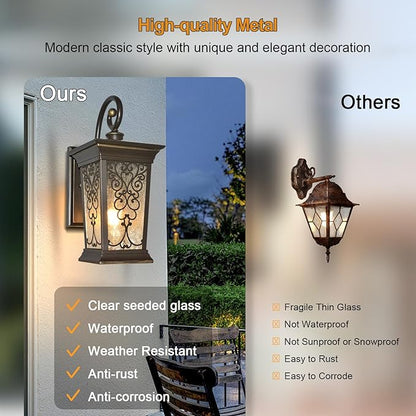 ALVIME Outdoor Wall Light Fixtures, Exterior Lighting Fixtures, Waterproof Porch Sconce, Outside Patio Lanterns for Entryway, House Front Door, Farmhouse, Balcony&Garage, E26 Base&Clear Seeded Glass
