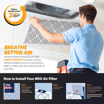 BNX TruFilter 14x14x1 Air Filter MERV 11 (6-Pack) - MADE IN USA - Allergen Defense Electrostatic Pleated Air Conditioner HVAC AC Furnace Filters for Allergies, Dust, Pet, Smoke, Allergy MPR 1200 FPR 7