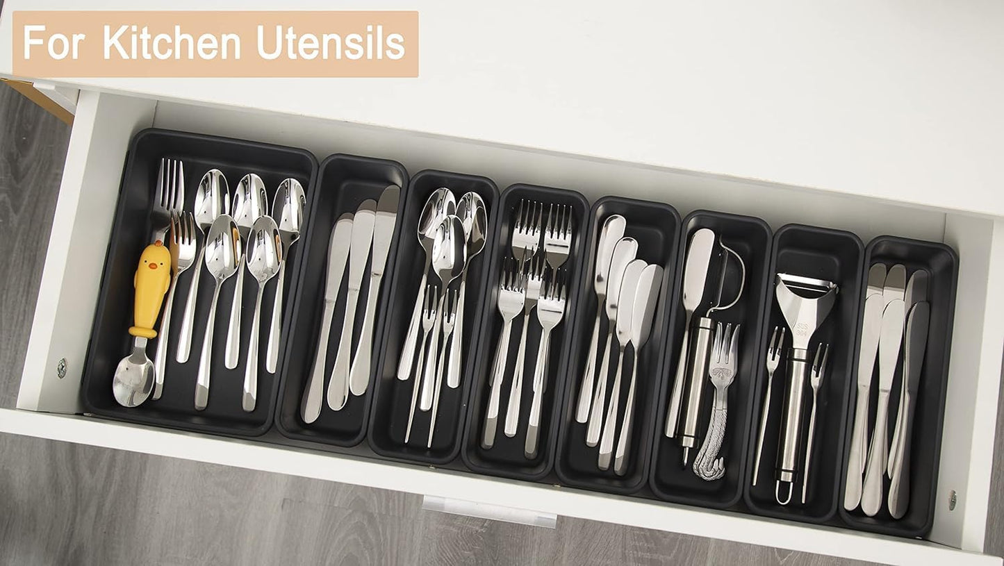 Kutesna 25 PCS Interlocking Desk Drawer Organizer Separator for Office,Bathroom,Kitchen,Makeup,Tool（4 Sizes）