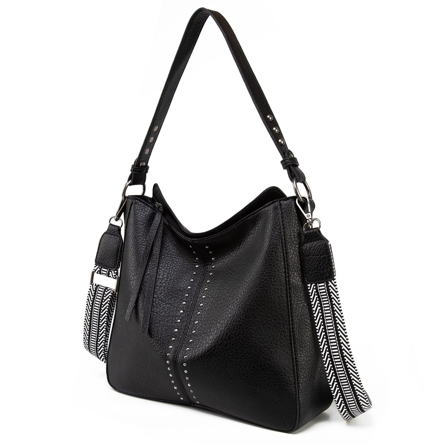 Montana West Hobo Bag for Women Designer Purses and Handbags Shoulder Bags with Guitar Strap,MWC-HB-128-1-BK