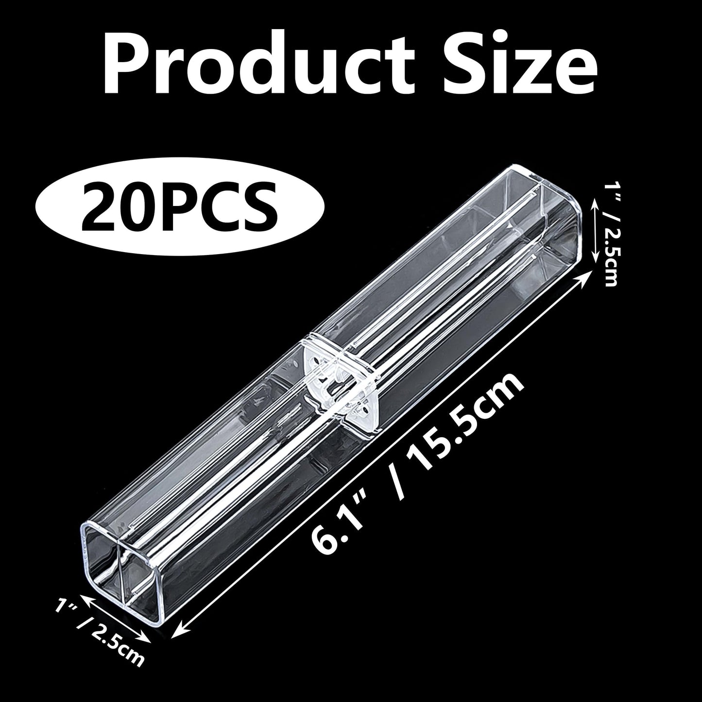 Lesnala 20Pcs Acrylic Clear Pen Gift Box Plastic Single Bulk Reusable Ballpoint Storage Display Case for Student School Office Supply Souvenir Present Packaging