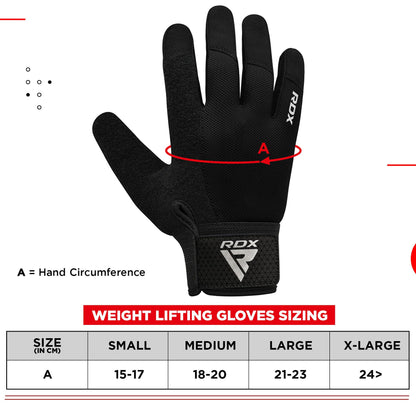 RDX Weight Lifting Gloves Gym Workout, Full Finger Touch Screen, Breathable Anti Slip Padded Palm Protection, Fitness Strength Training Powerlifting HIIT WOD Exercise, Men Women Home Gym Cycling