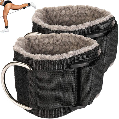 MOOCY Gym Ankle Straps for Cable Machines Attachment, Adjustable Ankle Cuffs for Cable Machine, fluff Padded Cable Ankle Strap for Kickbacks and Glute Workouts, Leg Straps for Working Out (Dark Grey