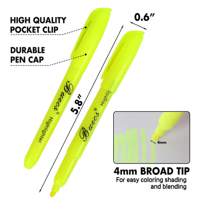 Buecs Highlighters Bulk Pack, 108 Count, Chisel Tip,Fluorescent Yellow, suitable for Adults Highlighting Planner Notes, Office School Supplies