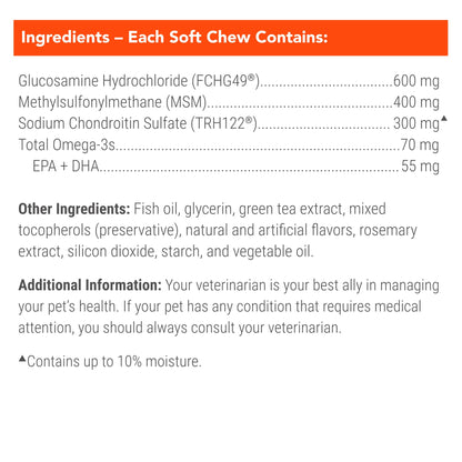Nutramax Cosequin for Dogs Joint Health Supplement, Contains Glucosamine, Plus Chondroitin, MSM and Omega-3s, Supports Joint and Skin and Coat Health, Soft Chews, 120 Count
