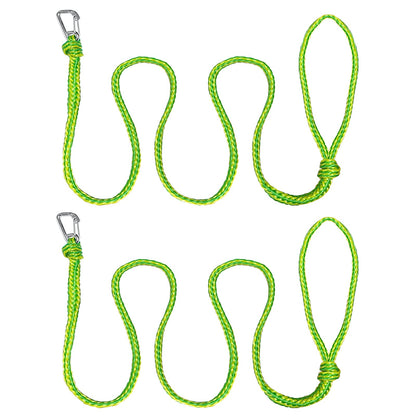 ISURE MARINE Kayak Tow Rope with Clip Dock Lines Heavy Duty Braided Line Ideal for Jet ski,watercraft Boat, Kayaking, Marine Sets of Two Ropes 1/2 Inch Diameter x 7ft Lengths Green