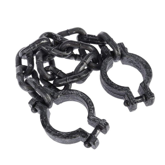 BESTOYARD Halloween Plastic Wrist Shackles Prison Handcuffs with Chain Links for Cosplay Costume Party Decoration, Black, 35 Inches Long