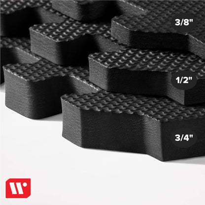 We Sell Mats 3/8 Inch Thick Multipurpose Exercise Floor Mat with EVA Foam, Interlocking Tiles, Anti-Fatigue for Home, or Gym, 24 in x 24 in