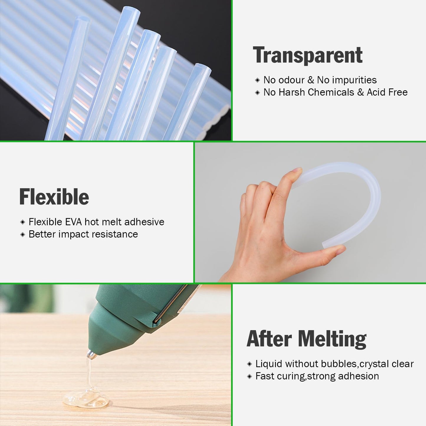 150 PCS Hot Glue Sticks, Full Size 8" Long x 0.43" Diameter Glue Sticks for Glue Gun, Widely Used in Wood, Metal, Glass, Plastic, Floral, Fabric, and More
