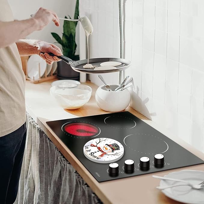 Snowman Stove Burner Covers, Christmas Decor Gas Stove Burner Covers 8 ＆10 Inches Stove Top Covers Electric Stove 4 Pcs Metal Stove Cover Gas Stove Top Covers, Cooktop Decorative,Xmas Decorations