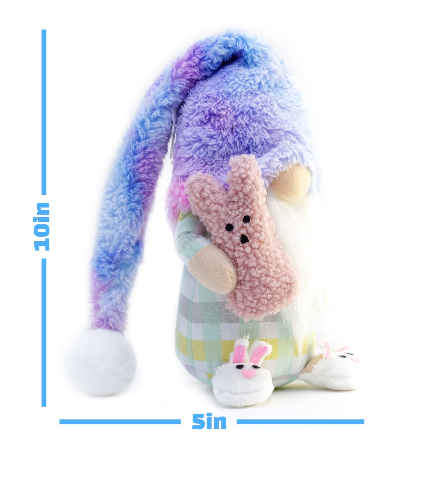 Madanar Easter Pajama Gnome Plush Holding Peep Bunny Swedish Decor for Tiered Tray Shelf Table Decorations (Easter)