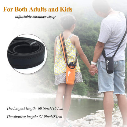VIVAGLORY Dog Water Bottle & Bottle Holder with Strap Combo for Travel & Walking, Carrier with Adjustable Shoulder Strap, Portable & Stainless Steel for Pet Puppy, 25oz, Black