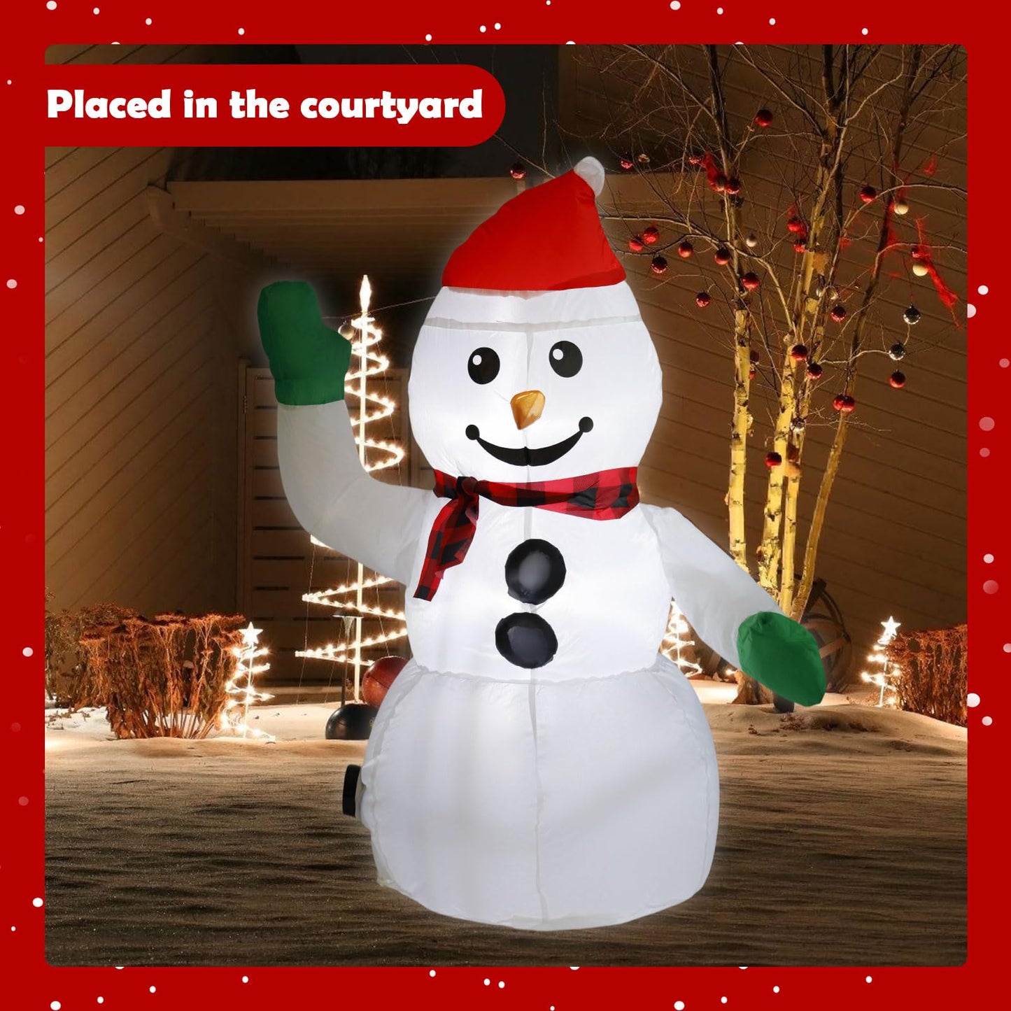 3FT Christmas Inflatable Outdoor Decorations Snowman with Red Hat, Blow up Yard Decorations with Built-in LED Lights for Xmas Party Outside, Yard, Garden, Lawn Decor