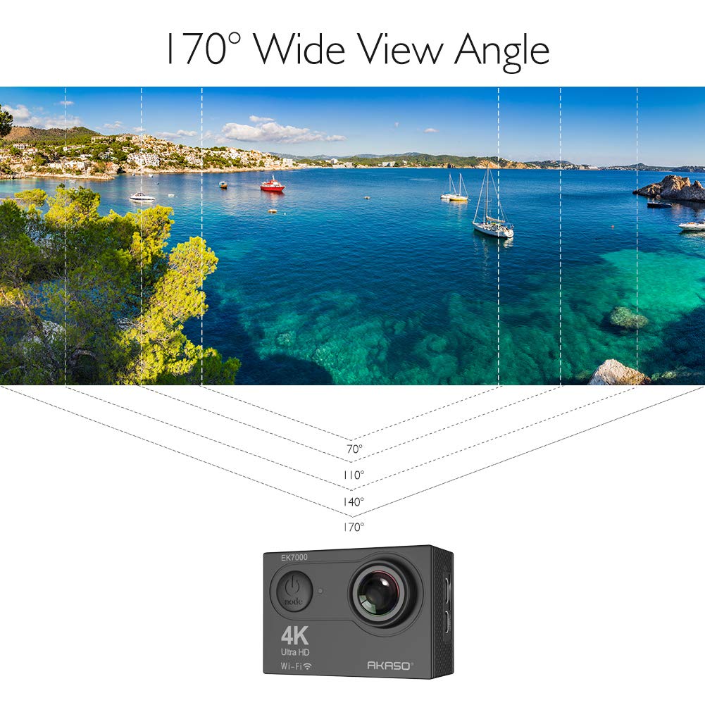 AKASO EK7000 4K Action Camera Ultra HD Underwater Camera 170 Degree Wide Angle 98FT Waterproof Camera Remote Control Black