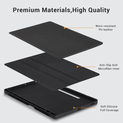 CoBak Case for Samsung Galaxy Tab S10 Lite / S10 FE / S9 FE 10.9 Inch, Protective Smart Auto Wake/Sleep Cover with Anti-Slip Multi-Angle Stand and S Pen Holder, Black