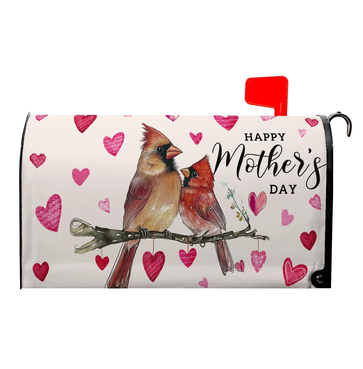 Happy Mothers Day Mailbox Cover Spring Cardinal Birds Mailbox Cover Post Letter Box Cover for Garden 21x18 in Mailbox Wraps for Yard Home Decor
