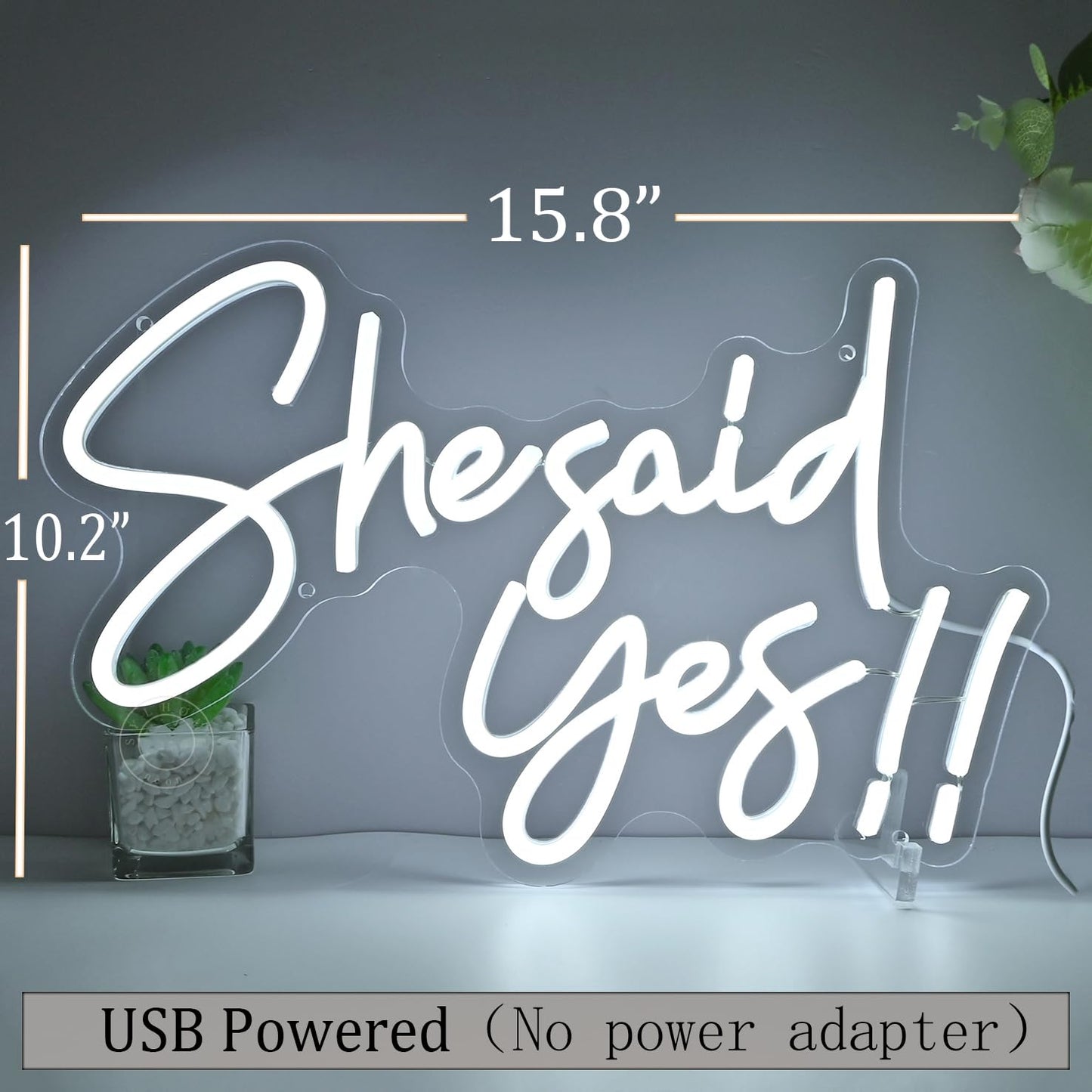 SYLHOME She Said Yes !! Led Neon Light Up Sign Propose Engagement Marry Me Wedding Party Wall Decor Sign Bachelorette Bridal Shower Party Bedroom Sign 15.8"X10.2" USB Cold White