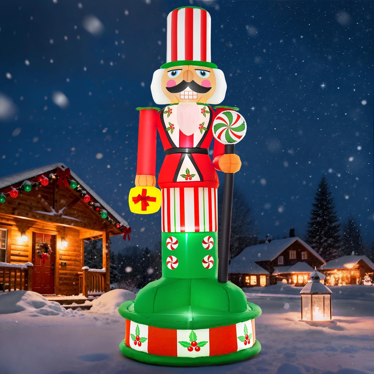 Spinosaurus 8FT Christmas Inflatable Outdoor Decoration Inflatable Nutcracker Blow Up Nutcracker Decor with Lights for Yard Lawn Garden