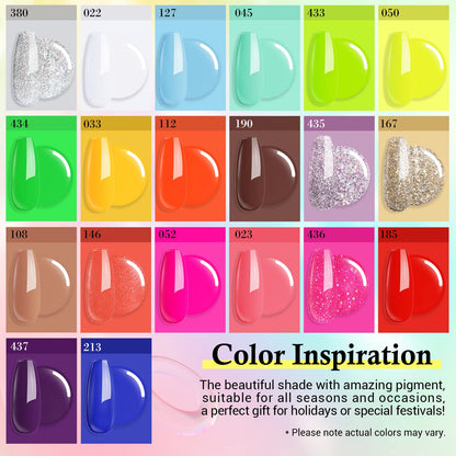 AZUREBEAUTY 31 Pcs Dip Powder Nail Kit 20 Colors Glitter Nude Brown Pink White Gray Dip Powder Liquid Set with Top/Base Coat Activator for French Nails Art Manicure DIY Salon Women Valentine's Gift