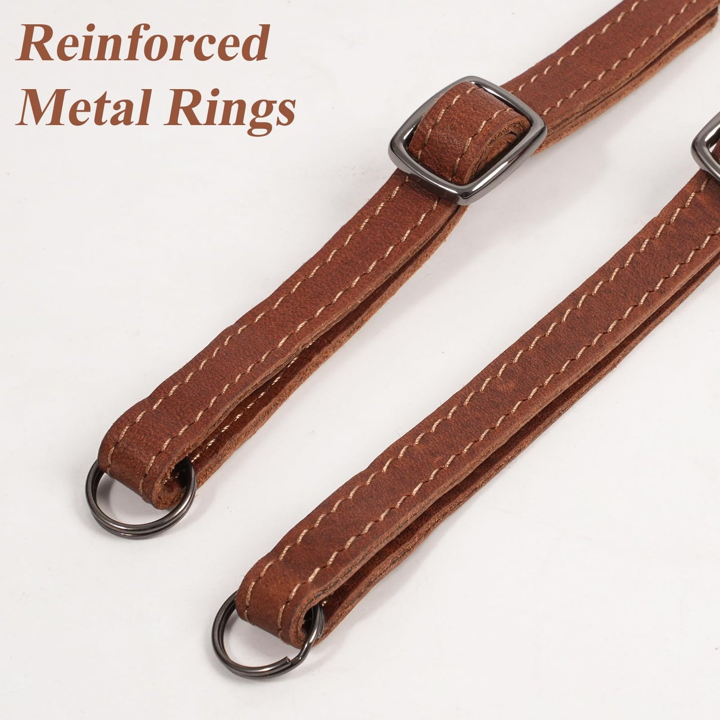 MCKDERWRILL Leather Camera Strap, Universal Camera Shoulder Strap, A Neck Strap with Split Ring Compatible with DSLR,SLR, Photographers Women Men（Brown）