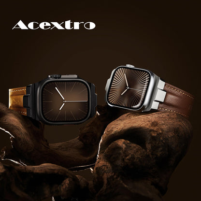 Leather bands Compatible With Apple Watch Ultra Band 42mm 44mm 45mm 46mm 49mm, Superior Genuine Leather Rugged Metal Clip Durable Strap for Women Men iWatch Ultra 10 9 8 7 6 5 4 3 SE