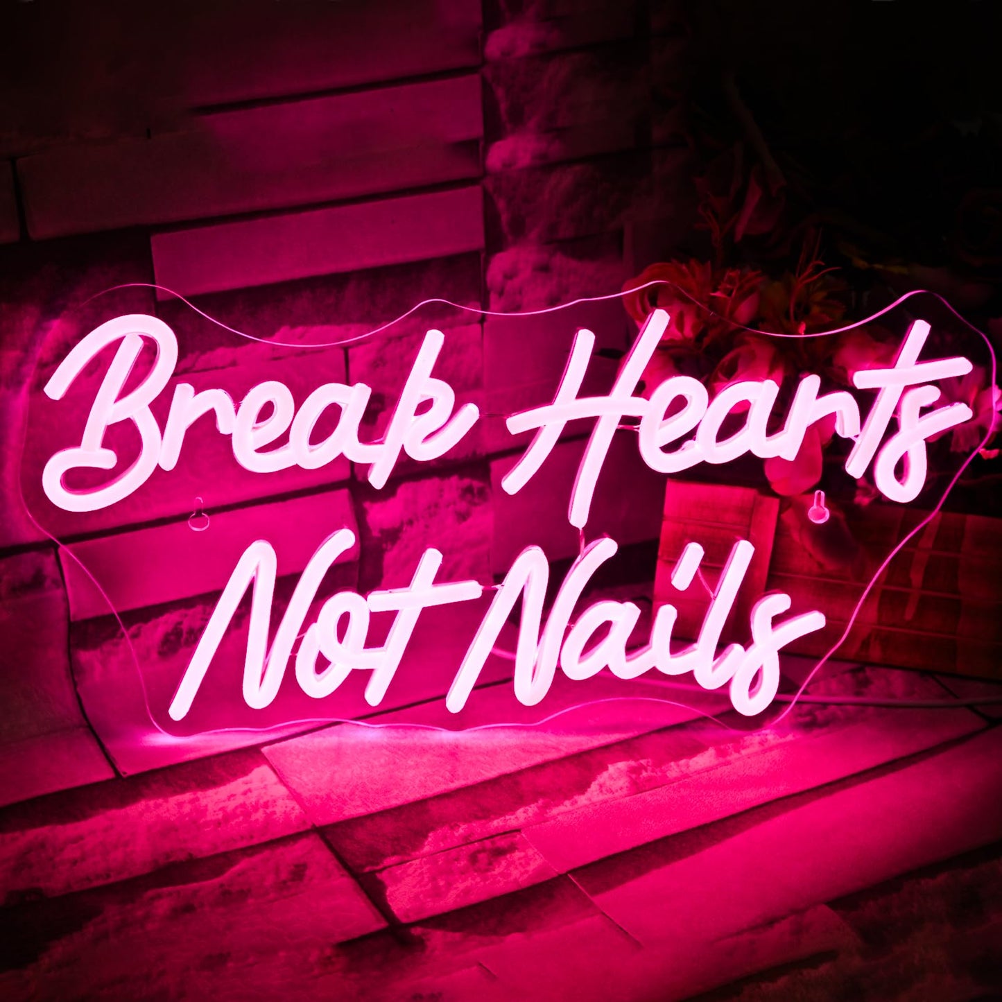 VVYXX Break Heart Not Nails Neon Sign for Wall Decor,Neon Light Pink LED Neon Light for Bedroom Nails Salon Beauty Room Shop Decoration Gift