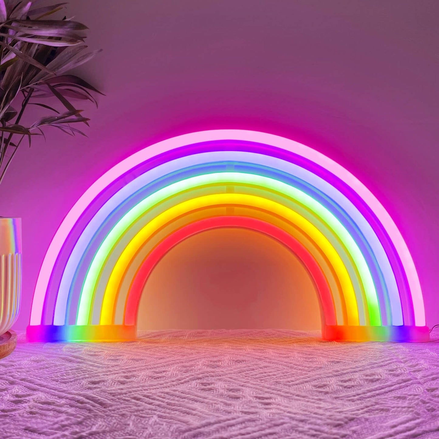 HOHOSIGN Rainbow Neon Sign Led Lights Rainbow Wall Decor Room Decor For Girls, USB/Battery Operated Lamp Kids Classroom Neon Light Decorations For Night Bedroom Office Christmas