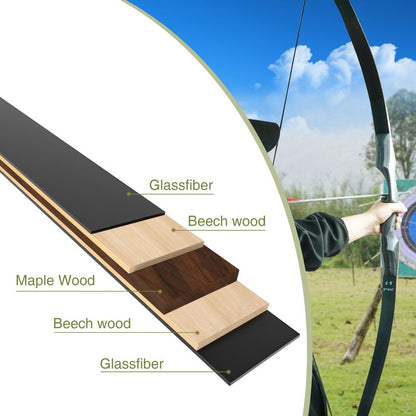 Black Hunter Takedown Recurve Bow, 60" Right Handed with Ergonomic Design for Outdoor Training Practice (60 lb, Right Hand)