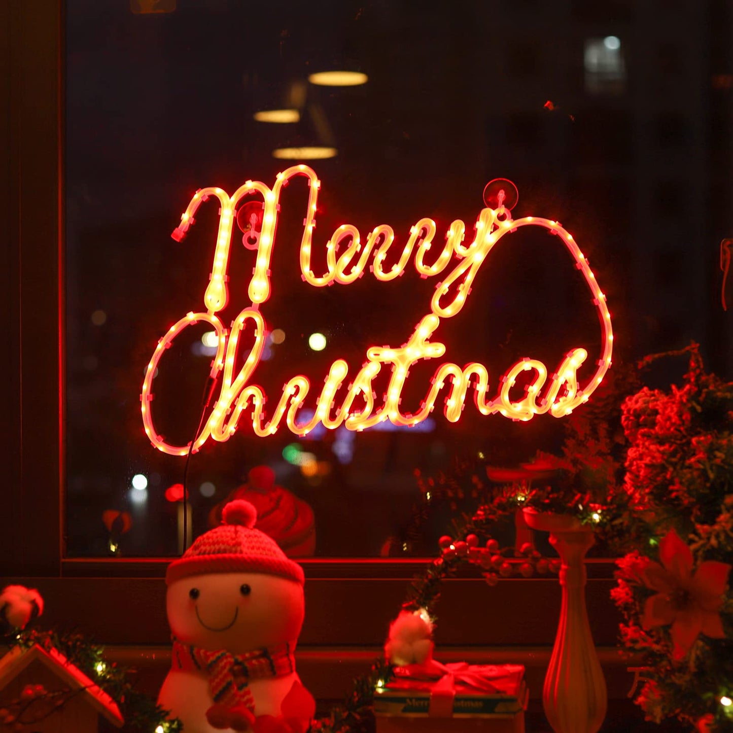 Xmasnova 24 Inch Christmas Window Silhouette Lights,Merry Christmas Window Silhouette Lights,Double Side Lamp Decoration for Holiday Indoor Wall Door Glass Decorations