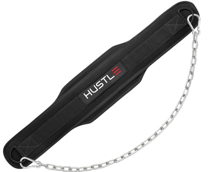 Dip Belt with Chain for Weightlifting – 42in Steel Belt Chain, 7in Padded Back Support, 400lb Capacity – Weighted Belt for Pullups, Dips, Squats – Heavy Duty Weight Belt for Men and Women