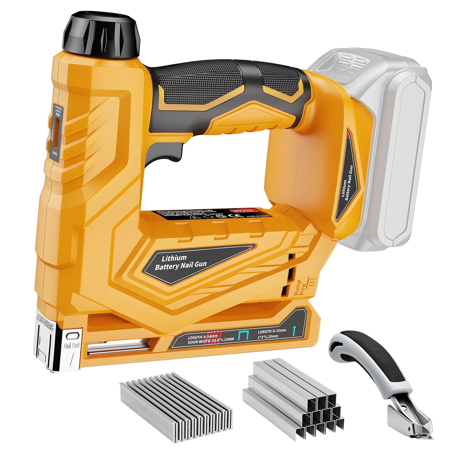 Cordless Nail Gun for Dewalt 20V Battery (No Battery), 2-IN-1 Electric 18GA Brad Nailer & T50 Crown Stapler, Battery Powered Staple Gun with 1000 Staples and 1000 Nails for Woodworking & Family DIY