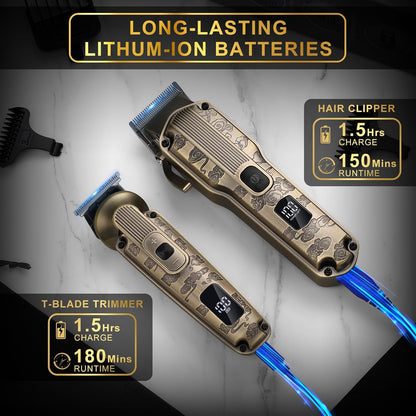 Scttomon Professional Hair Clipper for Men Hair Cutting Kit Men's Beard Trimmer Hair Trimmer Shaver Cordless Barber Clippers and Trimmers Set Bronze