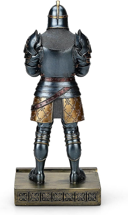 King's Guard Standup Knight Candlestick Holders Resin TeaLight Holder Warrior Mobile Phone Stand Pen Holder Candle Holder for Restaurant, Altar, Home Table(Blue)
