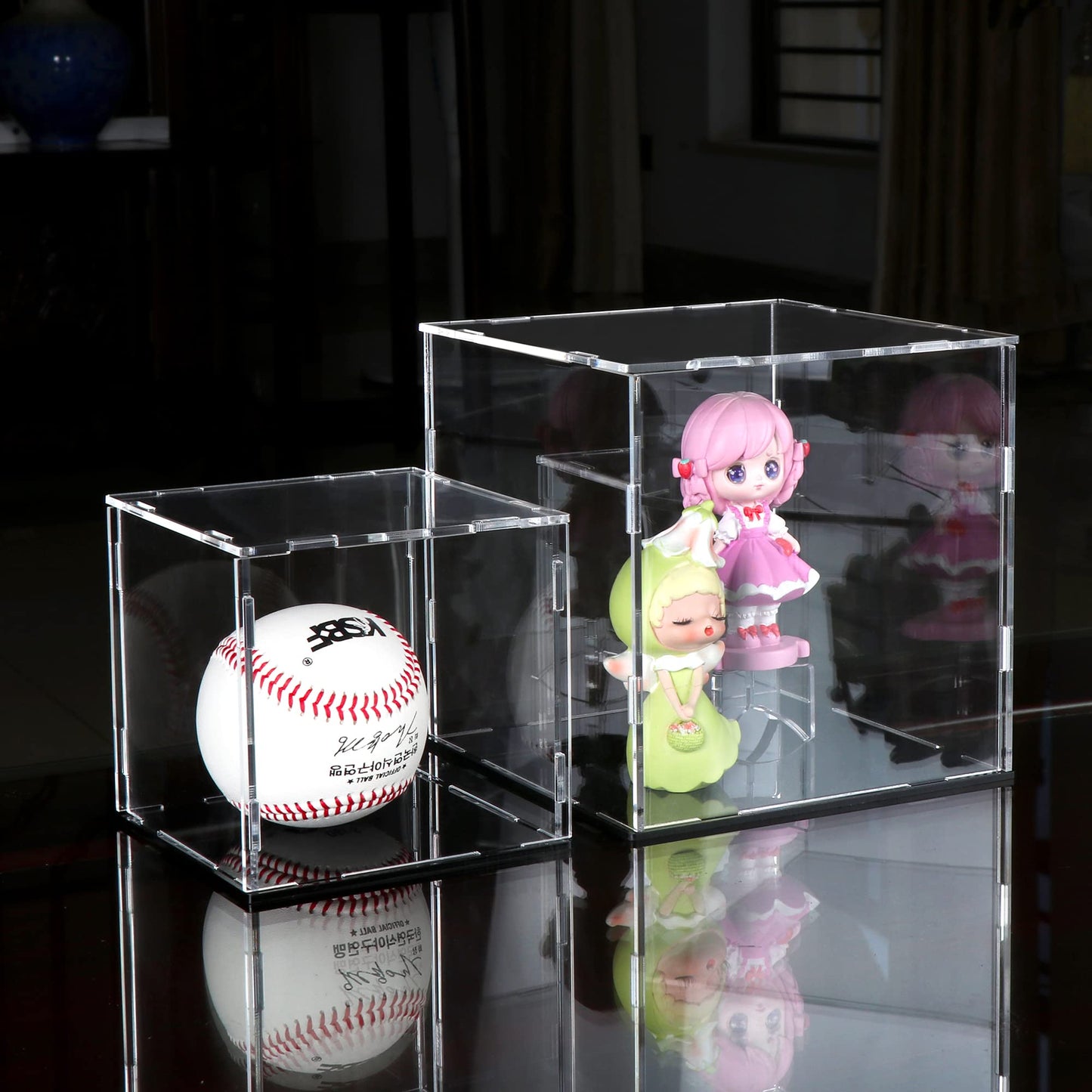 Evron Display Case for Collectibles Assemble Clear Acrylic Box Alternative Glass Case for Display Action Figures Home Storage & Organizing Toys (4x4x4 inch; 10x10x10 cm)