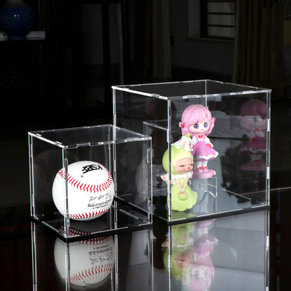 Evron Display Case for Collectibles Assemble Clear Acrylic Box Alternative Glass Case for Display Action Figures Home Storage & Organizing Toys (4x4x4 inch; 10x10x10 cm)