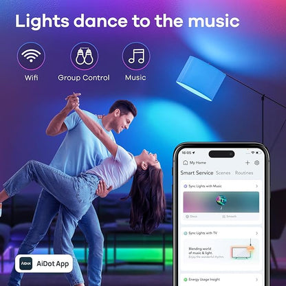 Linkind Smart Light Bulbs, Smart Bulb That Work with Alexa & Google Home, LED Light Bulbs Color Changing, 104 Preset Scene, Music Sync, A19 E26 2.4GHz RGBTW WiFi Bluetooth Light Bulb 60W, 800LM, 4Pack
