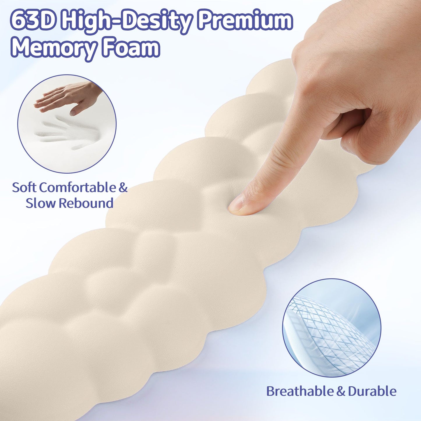 Sushret Cloud Wrist Rest Keyboard, Cloud Keyboard Wrist Pad Set with PU Leather Memory Foam, Cute Arm Rest for Palm Support, PC/Gaming Desk Accessories/Office Setup/Computer Hand Cushion - Beige