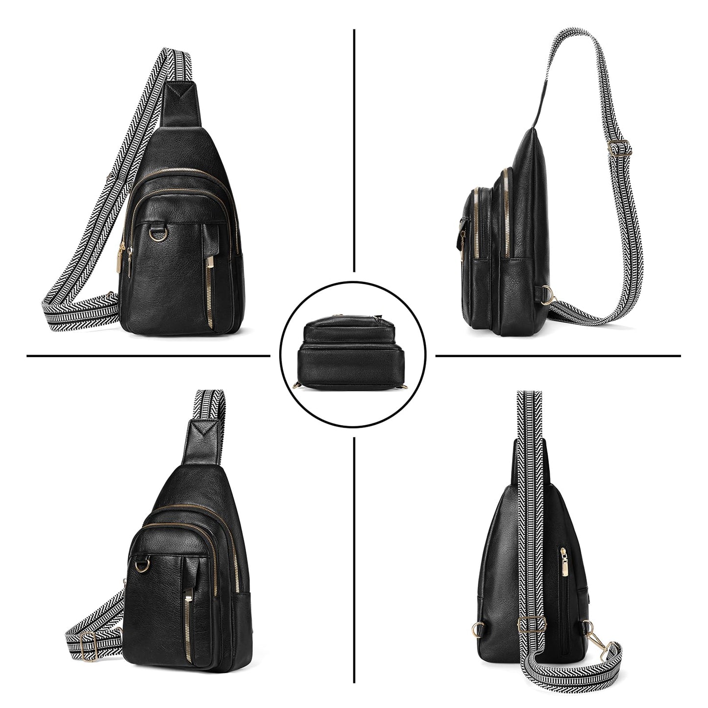 GAEKEAO Sling Bag for Women Vegan Leather Crossbody Bags Travel Fanny Packs Small Shoulder Purse Chest Bag Backpack Gifts