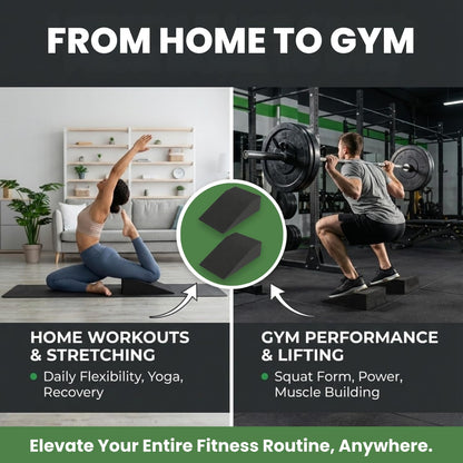 2 Pack Squat Wedge Block for Heel Elevated Squat Weightlifting Calf Stretcher Slant Board for Mobility Balance and Strength Performance