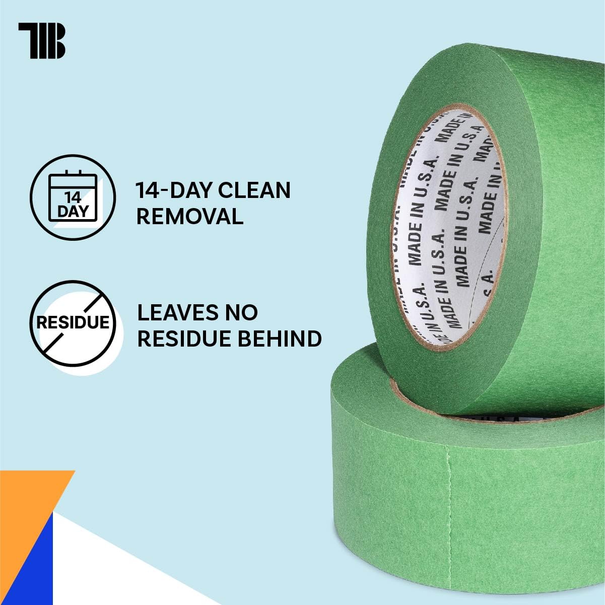 High Tack Green Painters Tape, 2 inch x 60 Yards, Case of 24 Rolls, Made in America, Clean Removal Green Masking Tape, Strong & UV Resistant