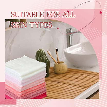 Syhood 12 Pieces Face Wash Cloth 12 x 12 in Makeup Remover Cloths Towel Coral
