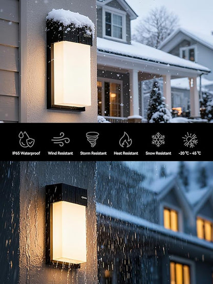 Outdoor Wall Lights 2 Pack, Smart LED RGBICWW Porch Lights Outdoor, Modern 1500LM Exterior Lighting Fixtures, IP65 Waterproof Color-Changing Wall Lamp for House, Patio, Garage, Yard