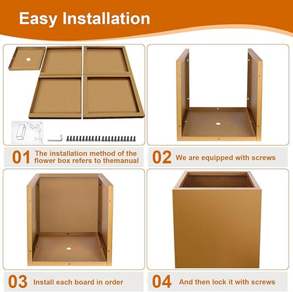 Corten Steel Planter Box 17"x16"x16", Metal Planter Spliced Flower Pot with Partitions, Outdoor & Indoor Large Rectangular Planter Box for Porch, Patio, Garden, Commercial Décor