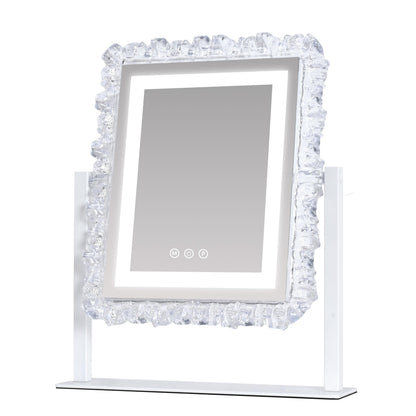 Lighted led Makeup Mirror Hollywood Mirror Vanity Makeup Mirror with Lights Smart Touch Control 3-Gear Dimable Light 360°Rotation (12in. White)
