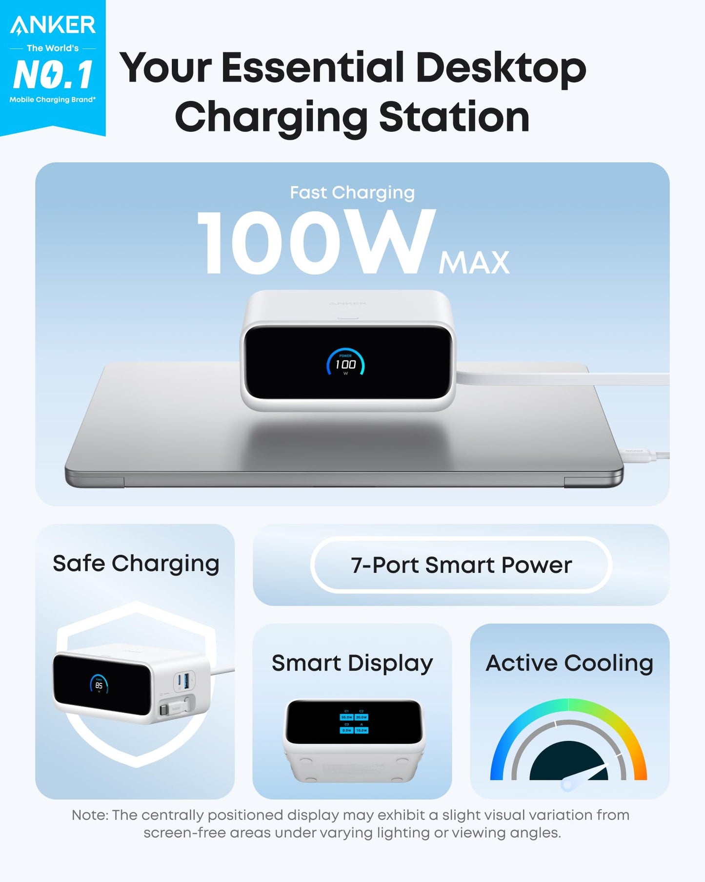 ANKER Nano Charging Station, 100W 7-in-1 Power Strip, InstaCord