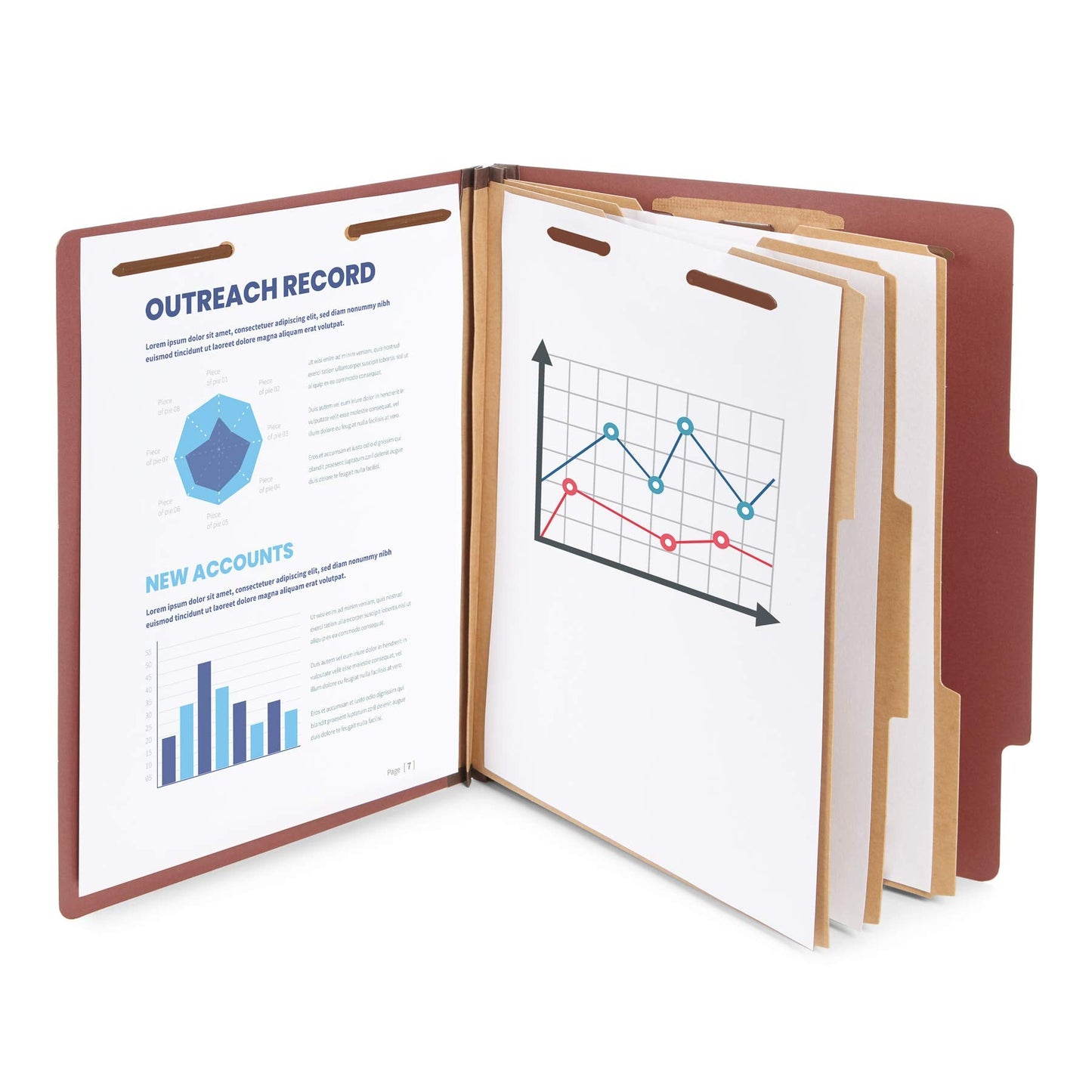 Blue Summit Supplies 10 Red Classification Folders, 3 Dividers, Letter Size with 2 Inch Tyvek Expansions, 8 Section Brick Red Classification Folder, 10 Pack
