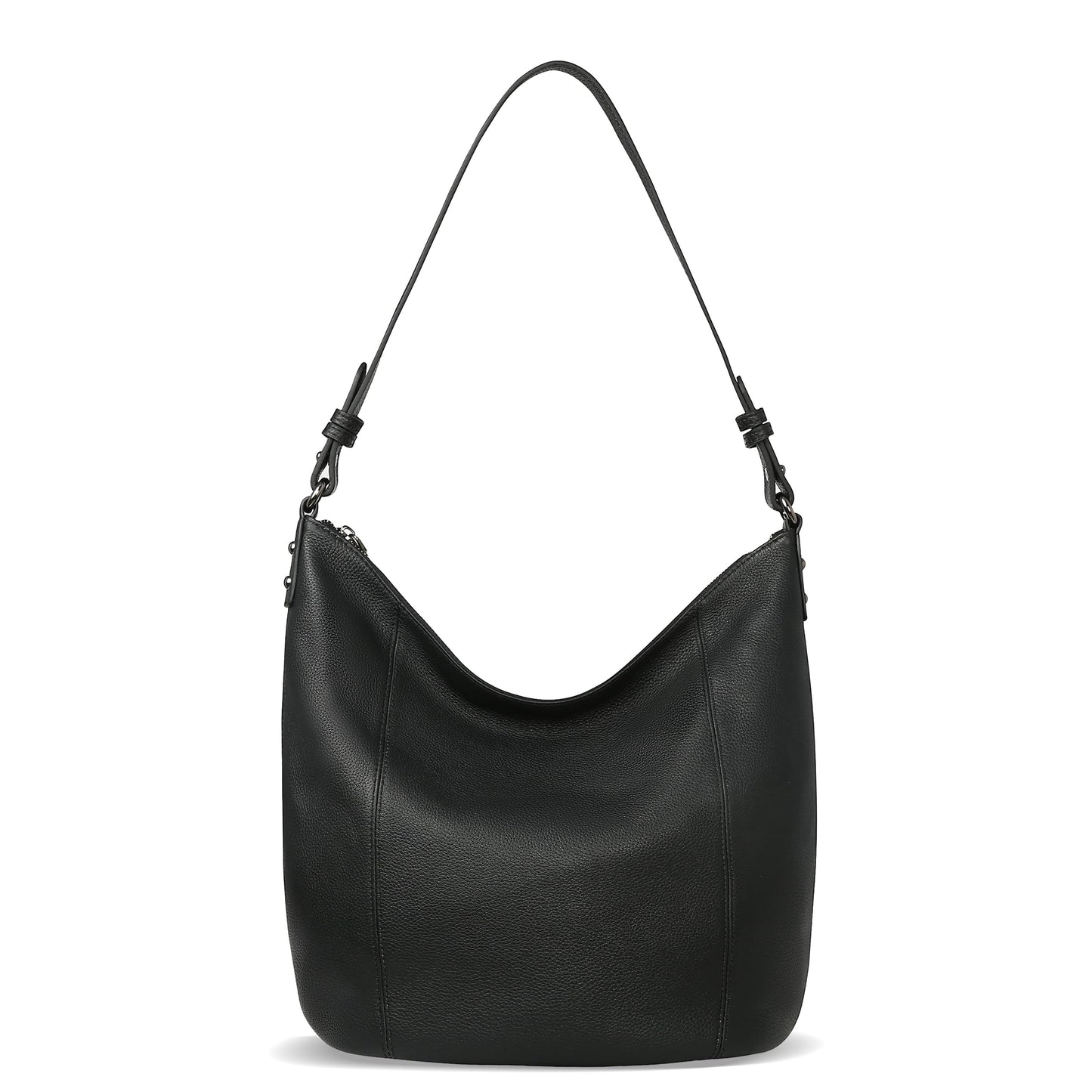 Iswee Genuine Leather Hobo Bags for Women Handbags Real Leather Purses Tote Black Slouchy Shoulder Purse Satchel Large Cross Body Bag (Black)