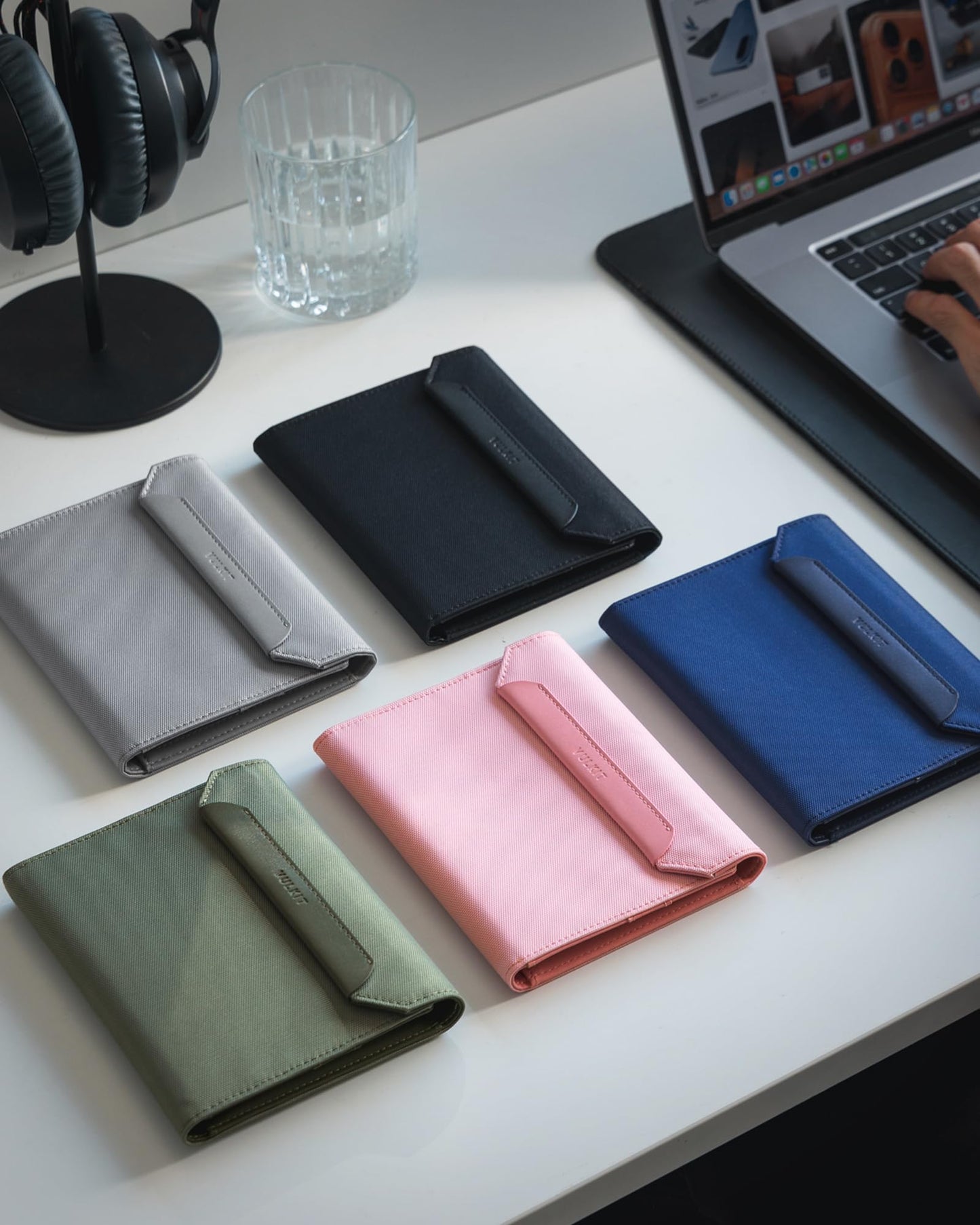 VULKIT RFID Blocking Leather Passport & Card Holder, Dual Person Travel Passport Wallet with Secure Magnetic Closure, Pink